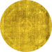 Round Persian Yellow Traditional Rug, tr3259yw