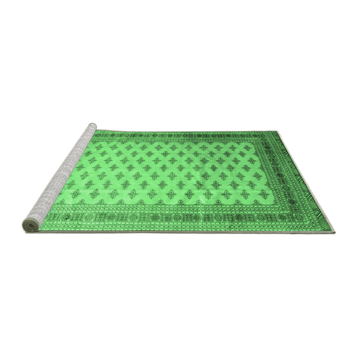 Sideview of Machine Washable Persian Emerald Green Traditional Area Rugs, wshtr325emgrn