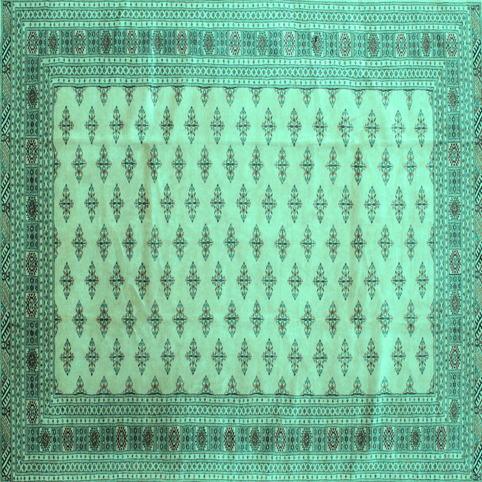 Square Machine Washable Persian Turquoise Traditional Area Rugs, wshtr325turq