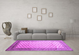 Machine Washable Persian Purple Traditional Area Rugs in a Living Room, wshtr325pur