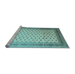Sideview of Machine Washable Persian Light Blue Traditional Rug, wshtr325lblu