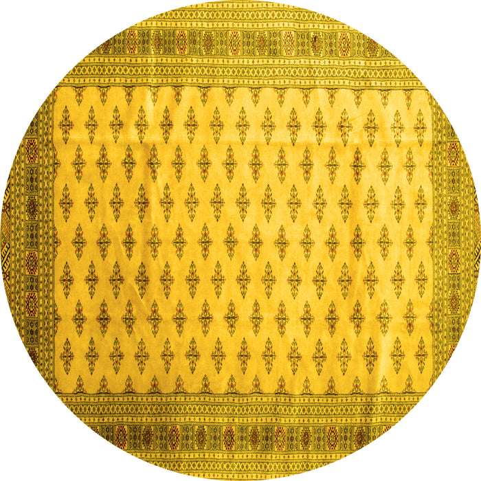 Round Machine Washable Persian Yellow Traditional Rug, wshtr325yw