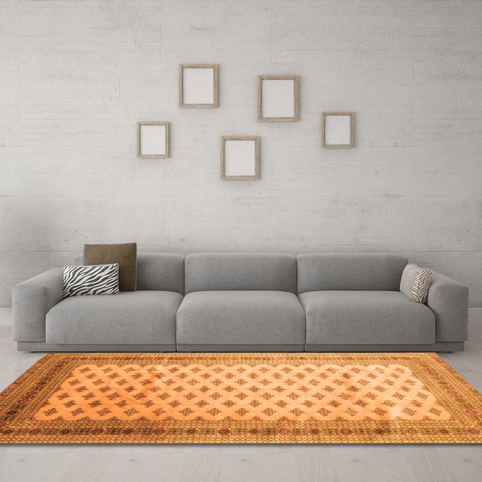 Machine Washable Persian Orange Traditional Area Rugs in a Living Room, wshtr325org