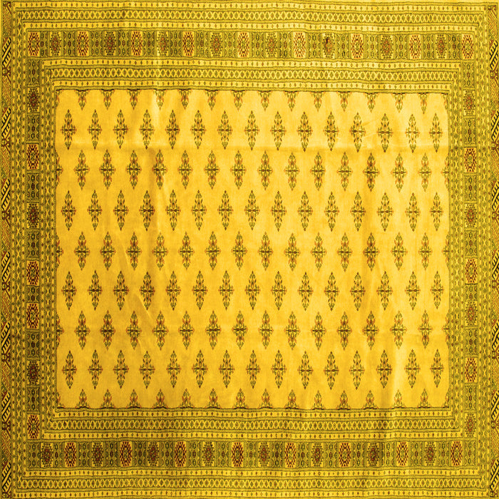 Square Machine Washable Persian Yellow Traditional Rug, wshtr325yw