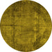 Round Persian Yellow Traditional Rug, tr3260yw