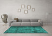 Machine Washable Persian Turquoise Traditional Area Rugs in a Living Room,, wshtr3260turq