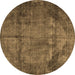 Round Persian Brown Traditional Rug, tr3260brn