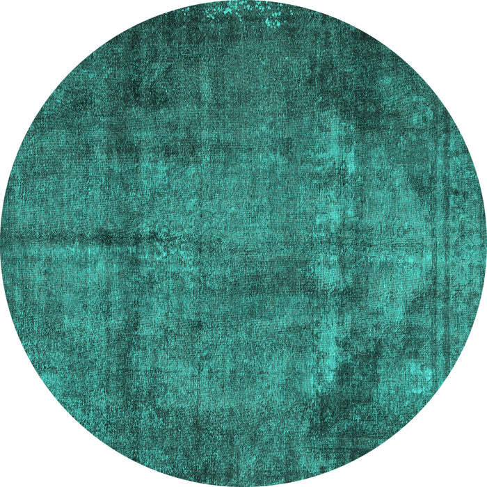 Round Machine Washable Persian Turquoise Traditional Area Rugs, wshtr3260turq