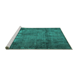 Sideview of Machine Washable Persian Turquoise Traditional Area Rugs, wshtr3260turq
