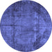 Round Persian Blue Traditional Rug, tr3260blu