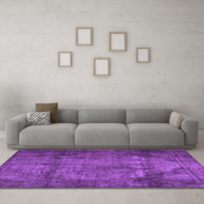 Machine Washable Persian Purple Traditional Area Rugs in a Living Room, wshtr3260pur