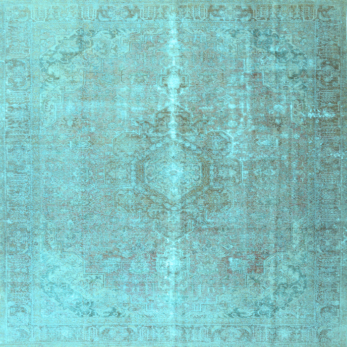 Square Machine Washable Persian Light Blue Traditional Rug, wshtr3261lblu