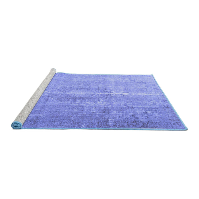 Sideview of Machine Washable Persian Blue Traditional Rug, wshtr3261blu