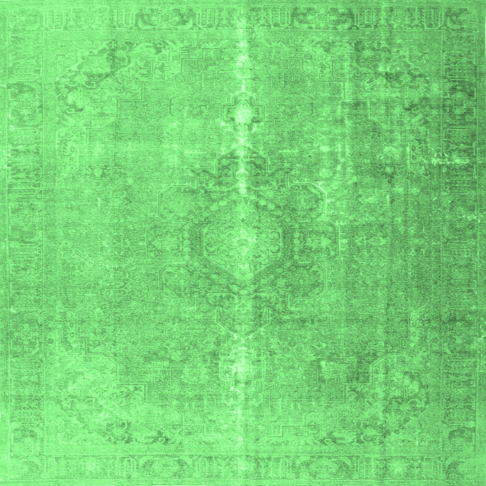 Square Machine Washable Persian Emerald Green Traditional Area Rugs, wshtr3261emgrn
