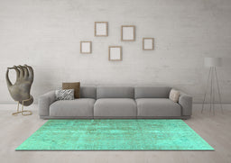 Machine Washable Persian Turquoise Traditional Area Rugs in a Living Room,, wshtr3261turq