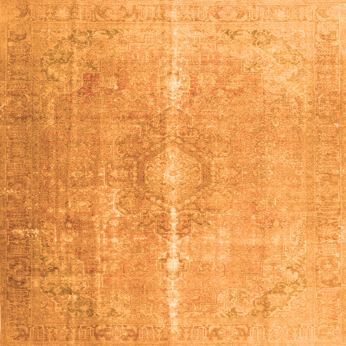Round Machine Washable Persian Orange Traditional Area Rugs, wshtr3261org