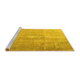 Sideview of Machine Washable Persian Yellow Traditional Rug, wshtr3261yw