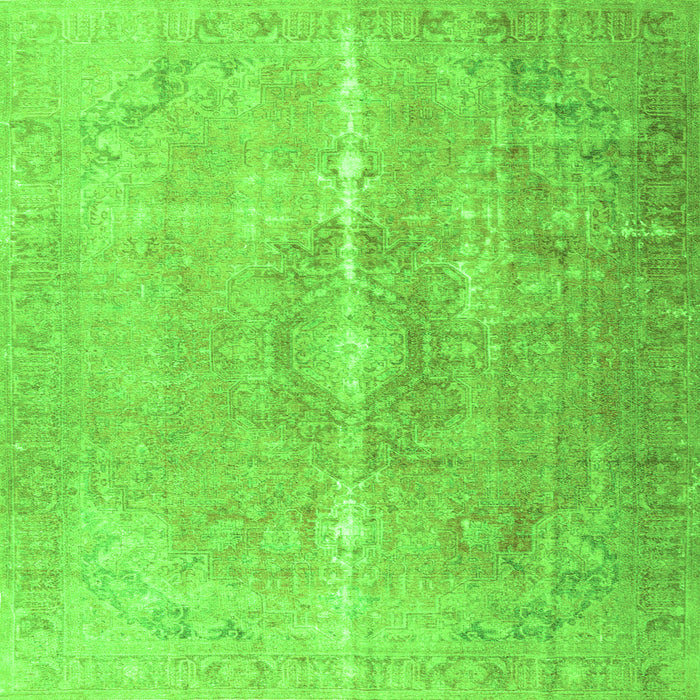 Round Machine Washable Persian Green Traditional Area Rugs, wshtr3261grn