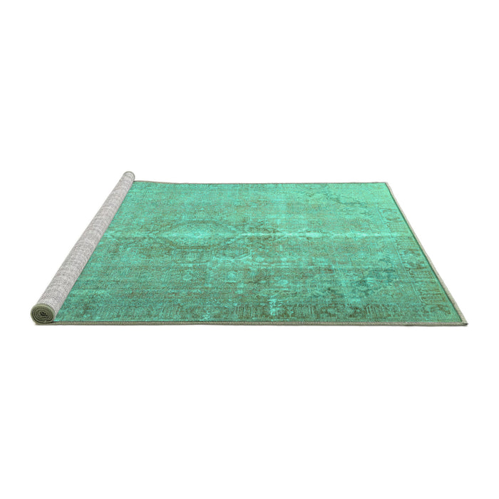 Sideview of Machine Washable Persian Turquoise Traditional Area Rugs, wshtr3261turq