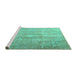 Sideview of Machine Washable Persian Turquoise Traditional Area Rugs, wshtr3261turq