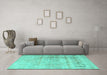 Machine Washable Persian Turquoise Traditional Area Rugs in a Living Room,, wshtr3262turq