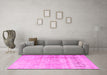 Machine Washable Persian Pink Traditional Rug in a Living Room, wshtr3262pnk