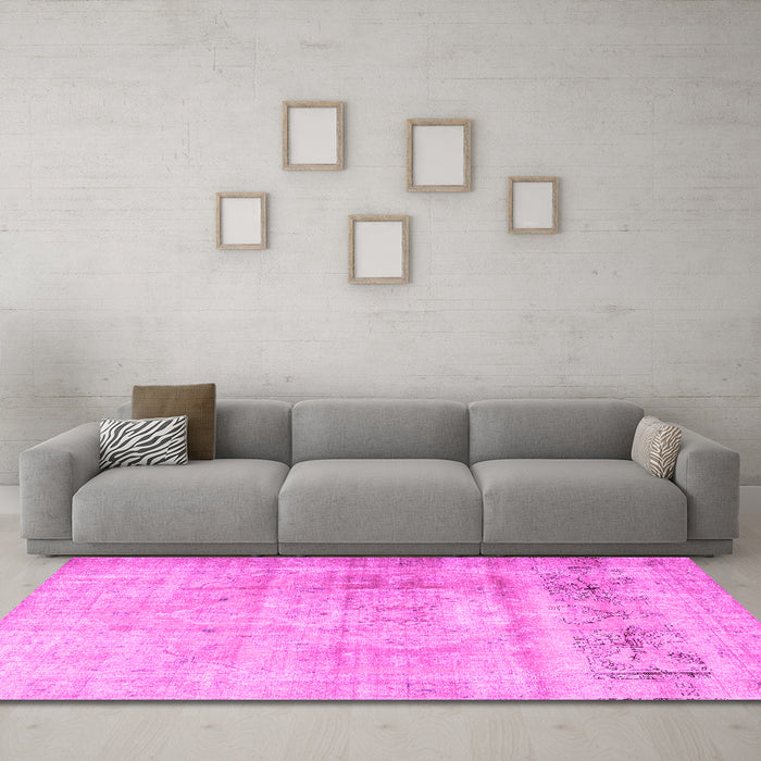 Machine Washable Persian Pink Traditional Rug in a Living Room, wshtr3262pnk