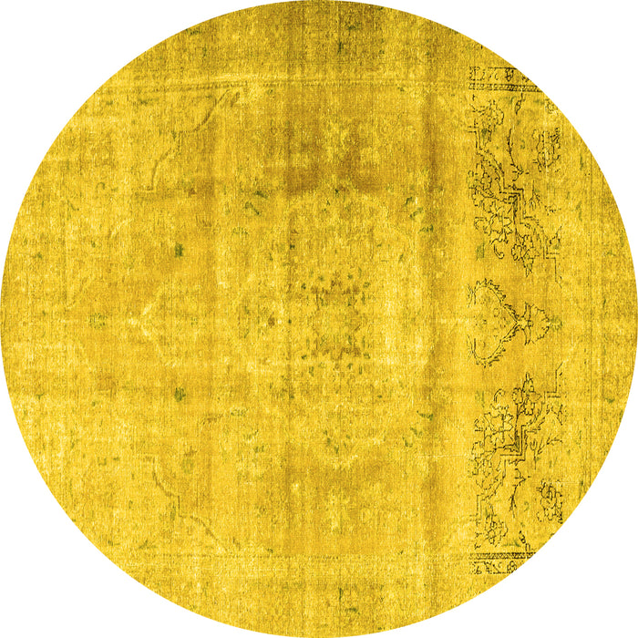 Round Persian Yellow Traditional Rug, tr3262yw