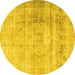 Round Persian Yellow Traditional Rug, tr3262yw