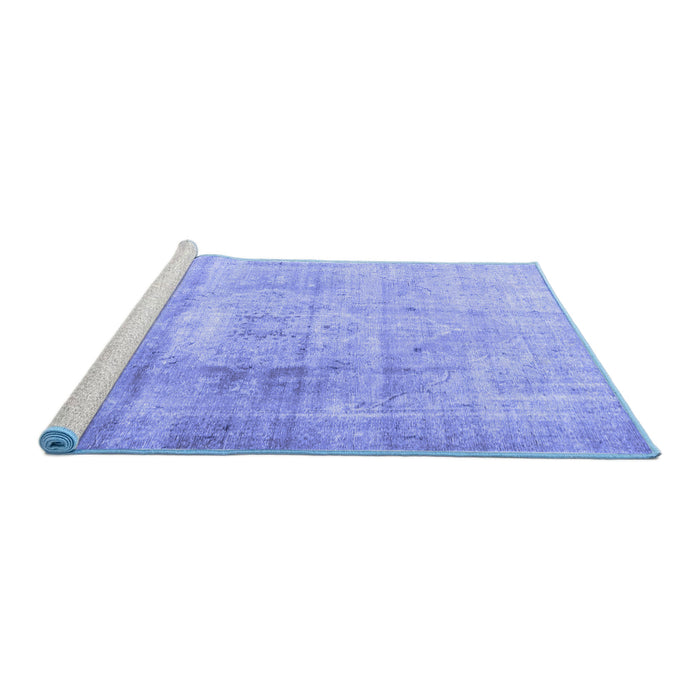 Sideview of Machine Washable Persian Blue Traditional Rug, wshtr3262blu