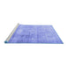 Sideview of Machine Washable Persian Blue Traditional Rug, wshtr3262blu