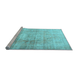 Sideview of Machine Washable Persian Light Blue Traditional Rug, wshtr3262lblu