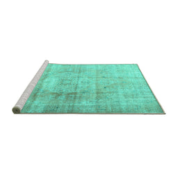 Sideview of Machine Washable Persian Turquoise Traditional Area Rugs, wshtr3262turq