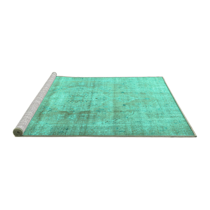 Sideview of Machine Washable Persian Turquoise Traditional Area Rugs, wshtr3262turq
