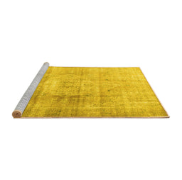 Sideview of Machine Washable Persian Yellow Traditional Rug, wshtr3262yw