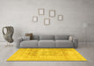 Machine Washable Persian Yellow Traditional Rug in a Living Room, wshtr3263yw