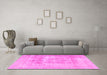 Machine Washable Persian Pink Traditional Rug in a Living Room, wshtr3263pnk