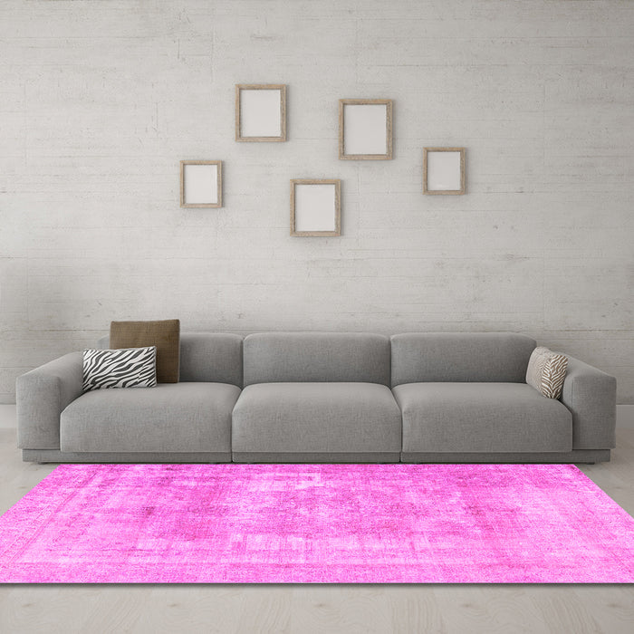 Machine Washable Persian Pink Traditional Rug in a Living Room, wshtr3263pnk