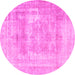 Round Persian Pink Traditional Rug, tr3263pnk