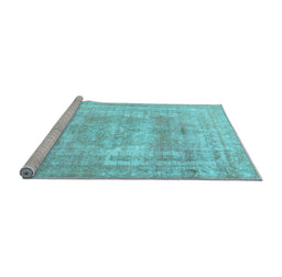Sideview of Machine Washable Persian Light Blue Traditional Rug, wshtr3263lblu
