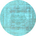 Round Persian Light Blue Traditional Rug, tr3263lblu