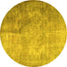 Round Persian Yellow Traditional Rug, tr3264yw