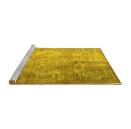 Sideview of Machine Washable Persian Yellow Traditional Rug, wshtr3264yw