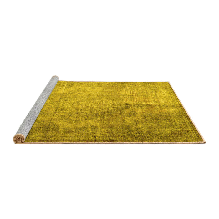 Sideview of Machine Washable Persian Yellow Traditional Rug, wshtr3264yw