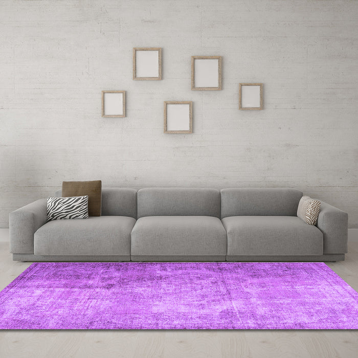 Machine Washable Persian Purple Traditional Area Rugs in a Living Room, wshtr3264pur