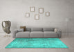 Machine Washable Persian Turquoise Traditional Area Rugs in a Living Room,, wshtr3264turq