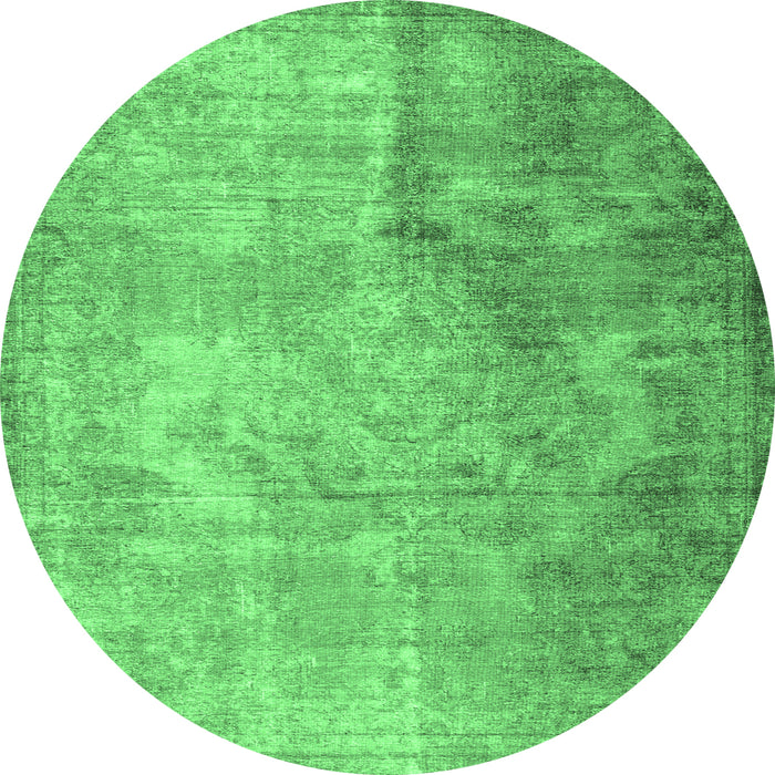 Round Machine Washable Persian Emerald Green Traditional Area Rugs, wshtr3264emgrn