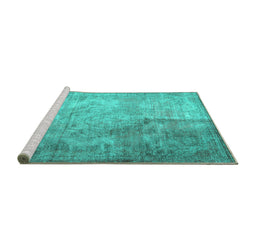 Sideview of Machine Washable Persian Turquoise Traditional Area Rugs, wshtr3264turq