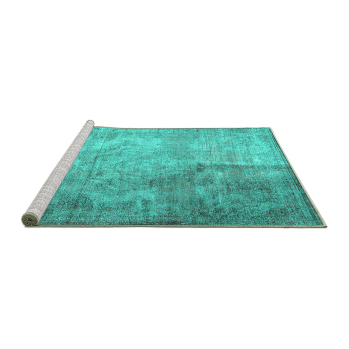 Sideview of Machine Washable Persian Turquoise Traditional Area Rugs, wshtr3264turq