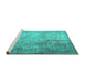 Sideview of Machine Washable Persian Turquoise Traditional Area Rugs, wshtr3264turq